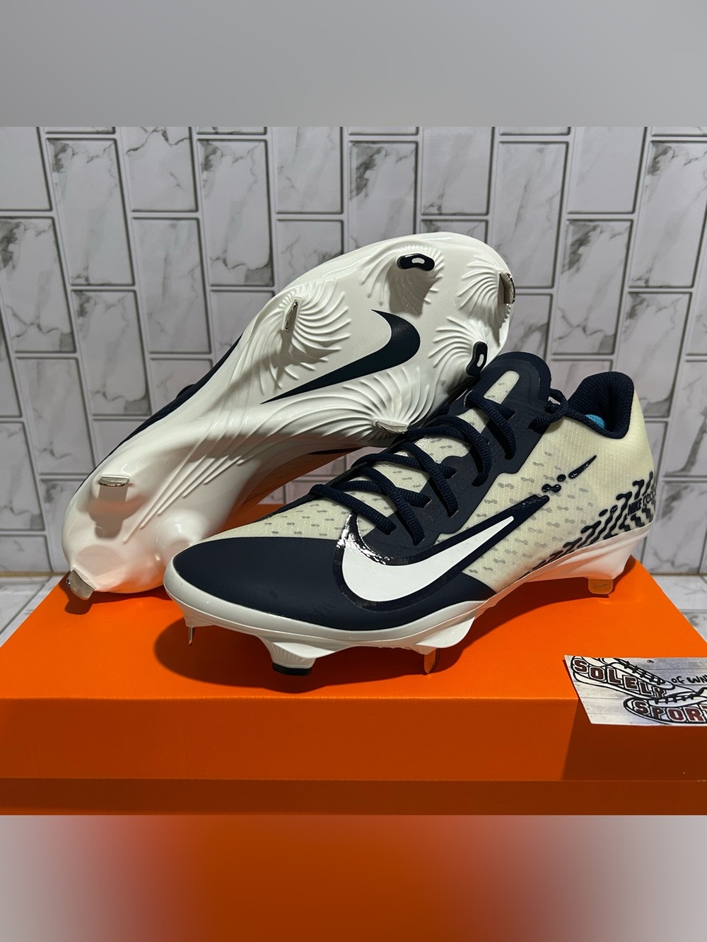 New Nike React Vapor Ultrafly Elite 4 Baseball Cleats Spikes Metal Navy Blue